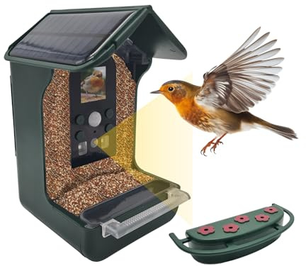 Berger & Schröter | Comedero para pájaros con cámara 1080P, Bebedero de Agua Solar de 940 NM IR LED automático/grabación de Fotos de Aves, detección de Movimiento, visión Nocturna