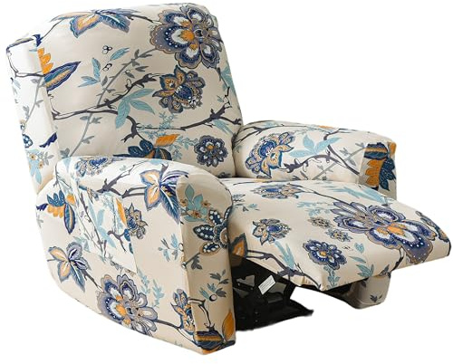 EBETA Elasticizzato Copripoltrona Fodera per poltrona, Fodera per poltrona relax in 4 pezzi, Coprisedile Chivas Poltrona Reclinabile Relax Completo con Tasche (Papavero)