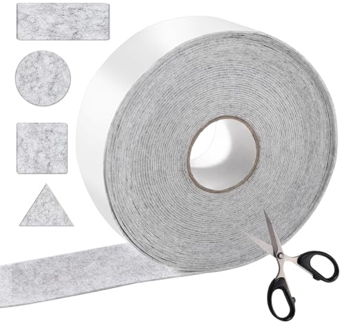 HTTYHT Fieltro Adhesivo Muebles Rollo Gris (10m x 5cm) Almohadillas de Fieltro Adhesivo con Protección Antideslizante para Patas de Mesa, Corta Cualquier Forma