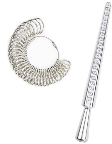 Ring Sizer UK Metal Measurement Scales Kit Tools for Measuring Rings Diameters for Jewelry Measurement Adults Children Sizer (1Set Silver Ring Sizer kits)