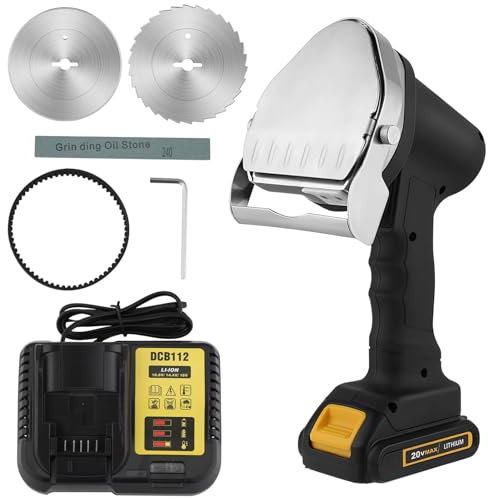 JODAIS Couteau à Kebab électrique sans Fil, Couteau gyroscopique trancheuse à Viande, Couteau Shawarma Professionnel portatif avec 2 Lames, épaisseur réglable de 0 à 8 mm, pour Barbecue de Restaurant