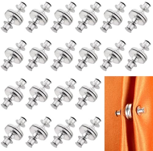Qianyu 20 Magnetic Curtain Clips - Double Sided Silver Curtain Magnet Closure for Bedroom Office Home Patio