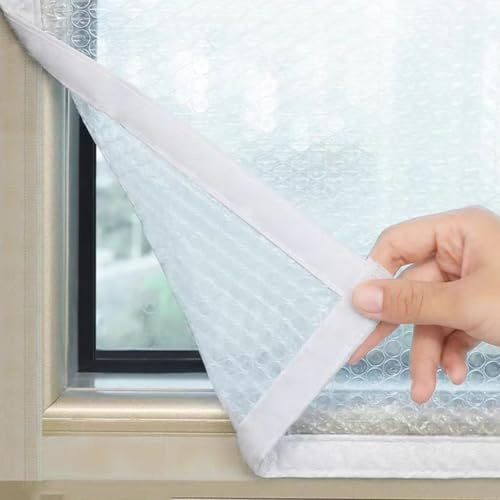 Kit d'isolation pour fenêtre, film en PVC à double épaisseur de bulles pour la chaleur et la protection, bloqueur de froid pour fenêtre, isolation thermique hivernale, transparent (100*130cm)