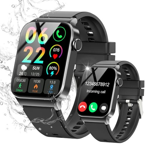 STECEi Smart Watch for Men Women Answer/Make Call, 1.85 HD Smartwatch with Heart Rate/Sleep/Steps Monitor, 110+ Sports Fitness Watch, IP68 Waterproof Activity Tracker Watch for Android iOS, Black