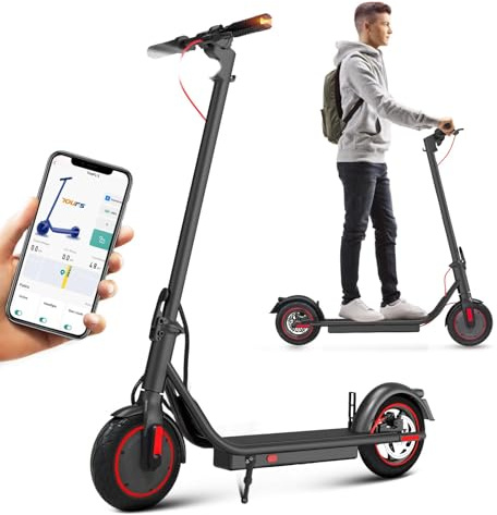 10” Electric Scooter, 20-30km Long Range Electric Scooters Adult,Flat-Free Solid Tires, 3 Speed Mode, Foldable Electric Scooters with APP, Double Braking System E Scooter for Adults and Teens