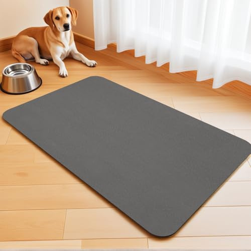 Tapis de Bol pour Chien Absorbant, Tapis antidérapant pour Bols de Nourriture et d'eau pour Chats, Tapis d'alimentation pour Animaux de Compagnie (Dark Grey, 60 x 120 cm)
