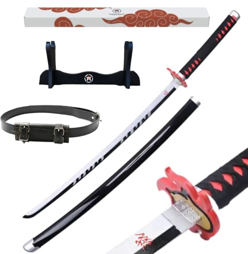 Hashiman Katana Demon Slayer - japansk manga replika träsvärd + svärdhållare + bälte