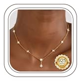 Finrezio Collier Pendentif Or pour Femme Collier Argent Sterling 925 Avec Zircone Cubique Collier Chaîne Plaquée Or 14 Collier Plaqué Or Femme Bijoux Cadeaux Collier Or Femme