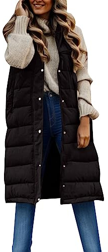 Chaleco Mujer Largo Invierno,Chaleco Acolchado sin Mangas Casual Chaqueta con Capucha Acolchada de Talla Grande Tallas Grandes Ropa para exteriore
