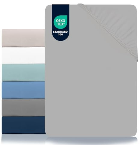 Dreamzie - Spannbettlaken 90x190/200cm - Mikrofaser Oeko TEX Zertifiziert - 100% Polyester - Leintuch 90x190/200 Kinder- Zinngrau