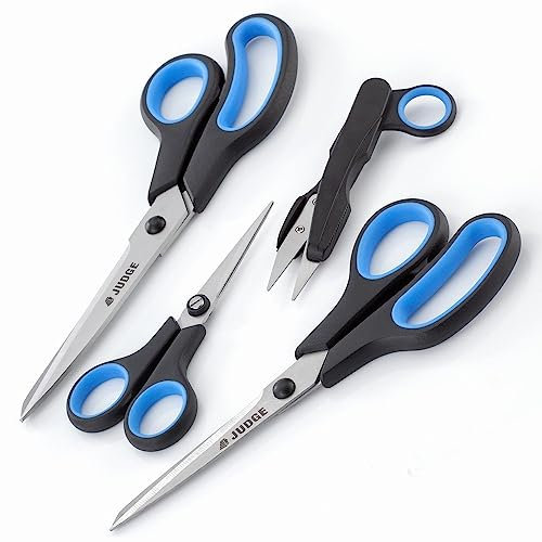 Judge Set of 4 Scissors, Right Handed Scissors with Soft Grip Handles and Stainless Steel Blades, Dishwasher Safe - 25 Year Guarantee