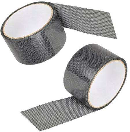 JJDD Carkio Screen Repair Tape Fiberglass Covering Wire Mesh Repair Tape Door Window Screen Patch Tape Strong Adhesive Seal Compatible with Repair Holes Tears - Black