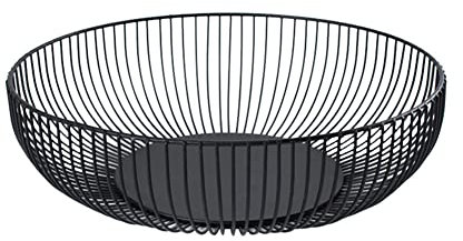 NORHOR Metal Fruit Basket, Iron Wire Fruit Basket, Fruit Bowls, Fruit and Vegetable Storage Basket with Wave Shape Design for Kitchen- Decorative Countertop Centerpiece (Black semicircle)