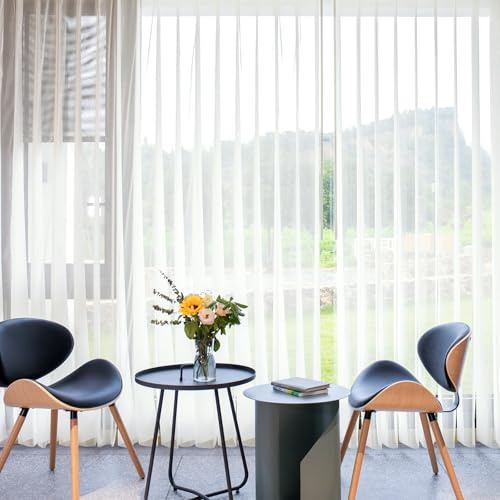 Kerxwerd Manual Sheer Vertical Blinds Adjust Light Filtering Double Layer Fabric Privacy Patio Door Sliding Doors Solar Shades Wand Control Customized Size 70% Blackout White