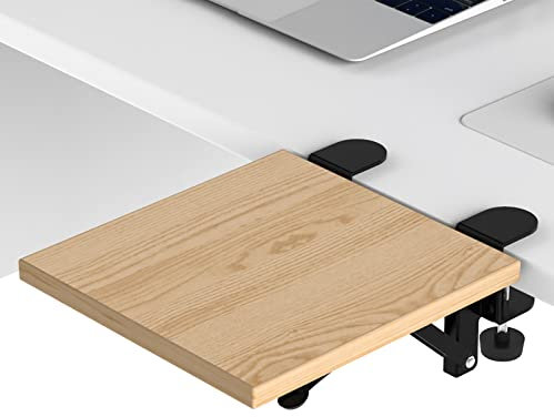 OUGIC Ergonomische Schreibtischverlängerung, 24 x 23 cm, stanzfreie Klemmung, faltbare Tastatur-Schublade, Tischhalterung, Armlehne, Ablage, Computer-Ellenbogen-Armstütze