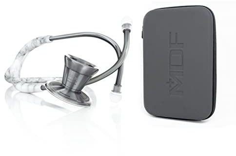 MDF Mármol/Metalika ProCardial Estetoscopio de Cardiología, Titanio Ligero, MDF797TMBMT + MDF Portátil Estuche Rígida para Estetoscopio - Mediano (MDFSCM12)