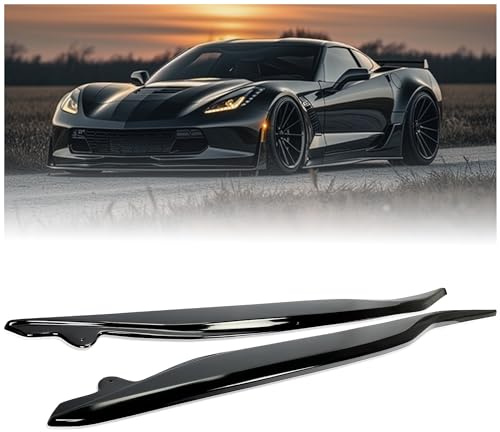 HECASA Side Skirts Rocker Panels Compatible with 2014-2019 Corvette C7 All Models ZR1 Style, Gloss Black