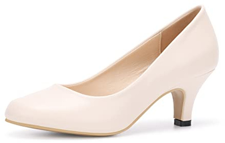 Dam Pumps stilettklack höjd 6 cm sko bekväm klack, sexiga pumpar bröllop fest arbete, Beige färg, 42 EU