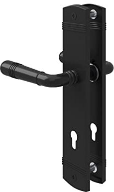 MS Beschläge Langschildgarnitur Modell Bad Münstereifel Türdrücker Türklinke massiv Zamak Schildgarnitur Schwarz matt Türbeschlag (Profilzylinder)