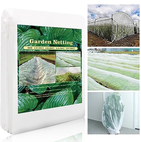 SESAMIS Gemüsenetz Garten, 2,4m x 3m/5m/7m/10m insektenschutznetz, Gartennetze für Pflanzen Gemüse, Früchte, Blumen(2.4mx10m)