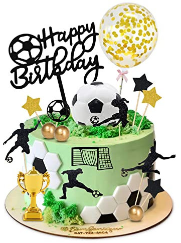 Lukinuo 29pcs Fußball Torte Topper Fußball Spieler Torte Dekorationen Fußball Figur Fußball Geburtstag Torte Dekoration für Männer Junge Fußball Sport Thema Geburtstag Party Suppplies