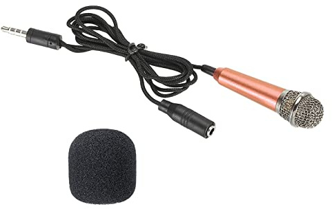 PATIKIL Mini Micrófono Portátil Vocal Micrófono Rose Dorado para Voz Grabar y Canto Paquete de 1