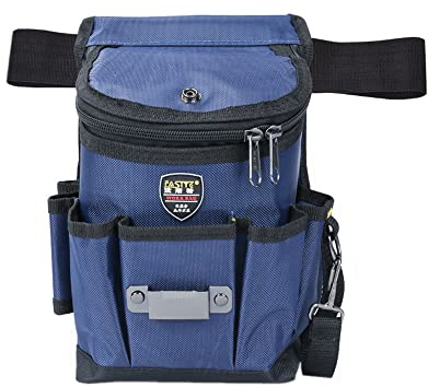 Sac de ceinture à outils en tissu Oxford avec ceinture réglable pour charpentiers, jardiniers, constructeurs et menuisiers (grand couvert)