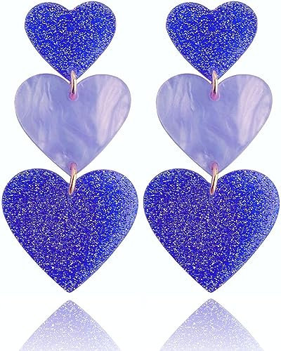 aesdox Boucles d'oreilles Femmes Entend du Coeur Aiment, Cadeaux de Boucles d'oreilles Filles, Acryliques Hypoallergéniques Légers pour Filles,Bleu