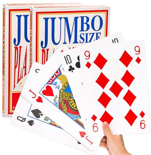 Yopay 2 Pack Jumbo Spielkarten, 20 x 28cm/8 X 11 Zoll übergroßes Poker Deck mit großen Decken, riesiges Poker Spiel Thema, magischer Partyspaß für Schule, Klassenzimmer, Senioren, alle Altersgruppen