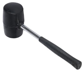 OSALADI 750g Rubber Mallet Steel Handle for Tile Installation Black Soft Face Hammer for Flooring DIY Projects and Home Decor