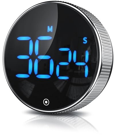 CSL - Küchentimer Eieruhr digital magnetisch – großes LED Display – Kurzzeitimer – Countdown und Countup – Küchenuhr mit Restzeitanzeige – Alarmton einstellbar 70/85 db(A) – Silber