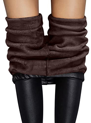 Legging polaire femme hiver chaud en simili cuir legging taille haute contrôle du ventre collants pantalon grande taille sans coutures mats en cuir PU sous vetement thermique Élastiques (C, XXXL)