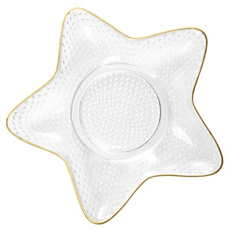 FELTECHELECTR Sea Star Glass Storage Plate with Gold Trim, Decorative Candy and Dry Fruit Container, Glass Dish for Kitchen and Dining Table Storage