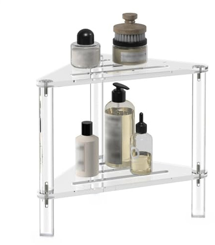 Taburete de Ducha de Esquina de acrílico, Silla de baño Antideslizante, Organizador de Ducha Resistente con Estante de Almacenamiento, Asiento de baño Estable de fácil Acceso, baño o