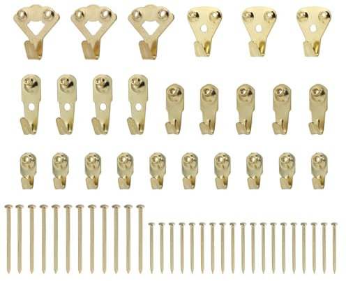 25 Piezas Ganchos de Metal para Colgar Cuadros, Colgador para Cuadros Kit, Ganchos para Colgar Cuadros, Espejos y Decoraciones, Incluye 5 Tamaños Diferentes de 10 a 100 Libras
