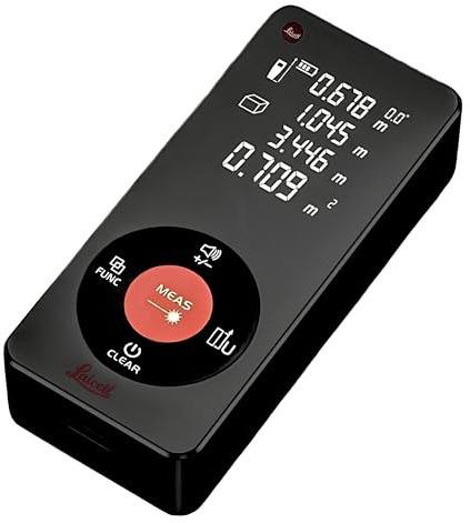 Medidor de Distancia Láser Digital 50m - Telémetro Recargable por USB con Pantalla LCD Retroiluminada. Medición de Área, Volumen y Pitágoras. Nivel de Burbuja (Negro).