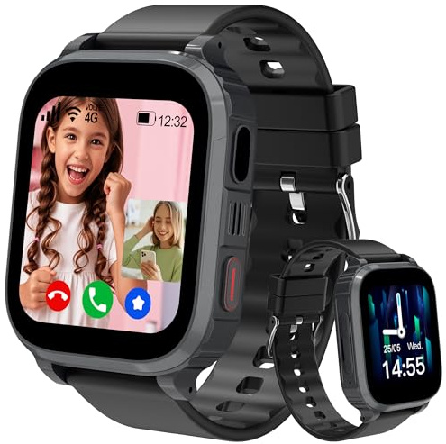 Ruopoem 4G Smartwatch Bambini, Smartwatch per Bambini con GPS Videochiamate Chiamate Telefono, Orologio GPS Bambino SOS IP68 Modalità Scuola Giochi Sveglia Regalo per Ragazzo Ragazza