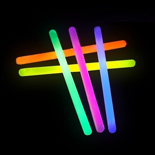 Genérico Barra Luminosa Química Glow Stick, Luz Fluorescente, Colores Surtidos Rosa Naranja Amarillo Verde Azul, 35cm x 1.5cm, Pack 12 Unidades
