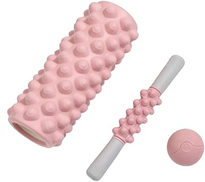 Fascia rulle-set 2 delar | hög komprimerad halkfri yta, gymrulle muskelavslappning fasciarulle – för resor studentbostäder yoga pilates styrketräning avkoppling