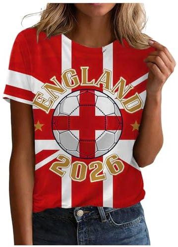 Womens England Football Shirt 2026 World Cup Shirts Clear Printed Lightweight Tops Jersey Classic Soccer Fans Clothing