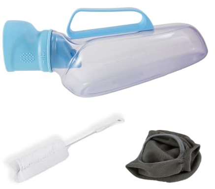 Urine Bottle for Men, Pee Aid for Men, 1200 ml, Urinella, Urine Cup with Lid, Emergency Urinal, Men's Urinal for Travel, Car, After Surgery & Bedridden Soft Silicone Opening