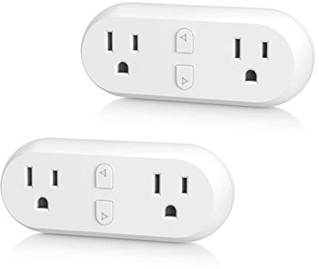 HBN Smart Plug 15A, WiFi Outlet Extender Dual Socket Plugs Works with Alexa, Google Home Assistant, Remote Control with Timer Function, No Hub Required, ETL Certified, 2.4G WiFi Only, 2-Pack