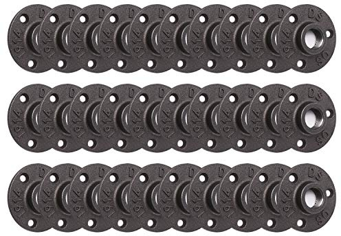 1/2 Floor Flange, Home TZH 30 Pack Malleable iron Pipe Flange for Industrial vintage style, Flanges with Threaded Hole for DIY Project/Furniture/Shelving Decoration (30 Pack, 1/2)