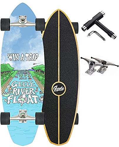 Skateboards Dance Skate Board Komplett Cruiser Tanzen Longboard Ahornholz Outdoor Freeride, 32 Zoll, mit ABEC-11 Kugellagern und T-Tool, Drop-Through Skateboards Cruiser Erwachsene Kinder Anfänger,F