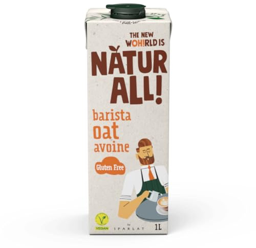 Natur All | Barista Oat Drink 1L - Foamable Plant-Based Milk Alternative for Coffee, Gluten Free, Dairy-Free, Vegan, Long Life UHT (Pack of 6)