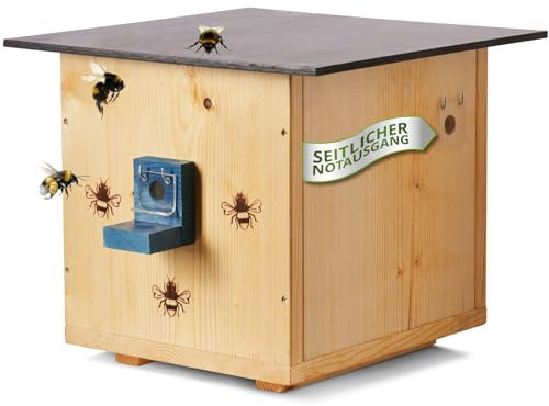 Woid Herz Premium XXXL Hummelhaus mit Notausgang!!! (H9) Hummelkasten Hummelhotel Hummelpension Wachsmottensperre Insektenhotel Bienenhaus