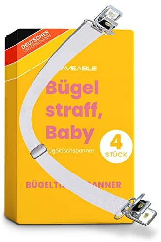 Haveable® Bügeltischspanner verstellbar (4 Stück) für alle Bügelbrettgrößen - auch Vileda Bügelbrettbezug - Bügelbrett Spanner mit hochwertiger Metallspange (17-50cm) - auch für Tischdecken