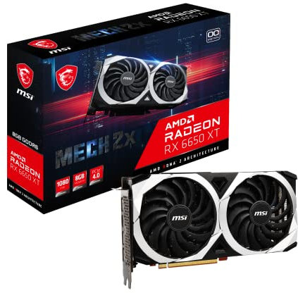 MSI Radeon RX 6650 XT MECH 2X 8G OC Gaming Grafikkarte - AMD RX 6650 XT, GPU 2447/2669 MHz, 8000MB DDR6 Speicher, Memory Speed 17500 MHz, Memory Bus 128bit