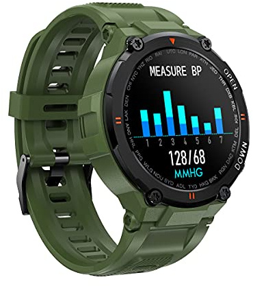 Fitnessmätare SmartWatch, full rund vy puls- och blodtrycksövervakning Bluetooth Talk Watch. (grön)