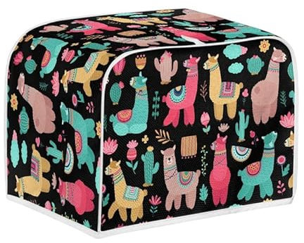 Kuiaobaty Housse de protection pour grille-pain en alpaga avec 2 tranches de lama mignon, protection contre la poussière, housse de protection pour machine à pain, sacs à grille-pain avec crochet